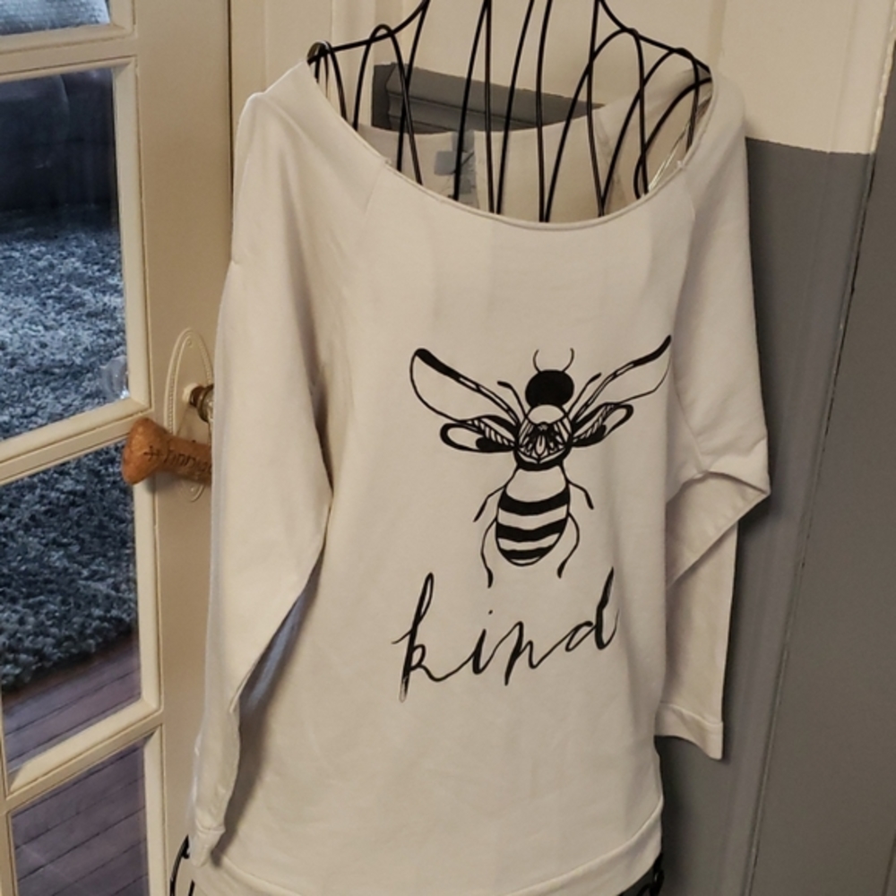Next Level Apparel White Bee Kind Sweatshirt - Picture 2 of 8